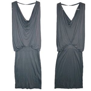 HAUTE HIPPIE NUDE SIZE MEDIUM DRESS GRAY MODAL OPEN LOW BACK GRAPHITE SOFT SLVLS
